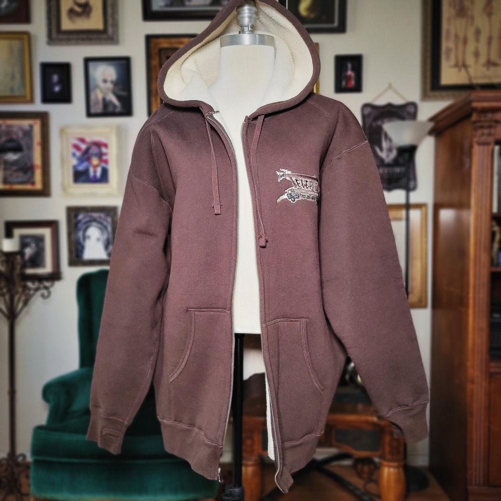 Sherpa-Lined Hoodie Sweater Expedition Series‎ Company Unisex Brown ZipUp Thick